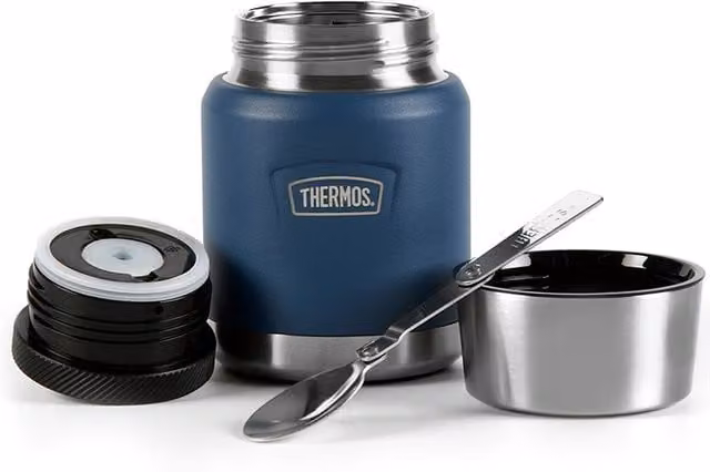 Thermos Icon Series Stainless Steel Leakproof Food Flask with Spoon, 470ml, Blue – 1