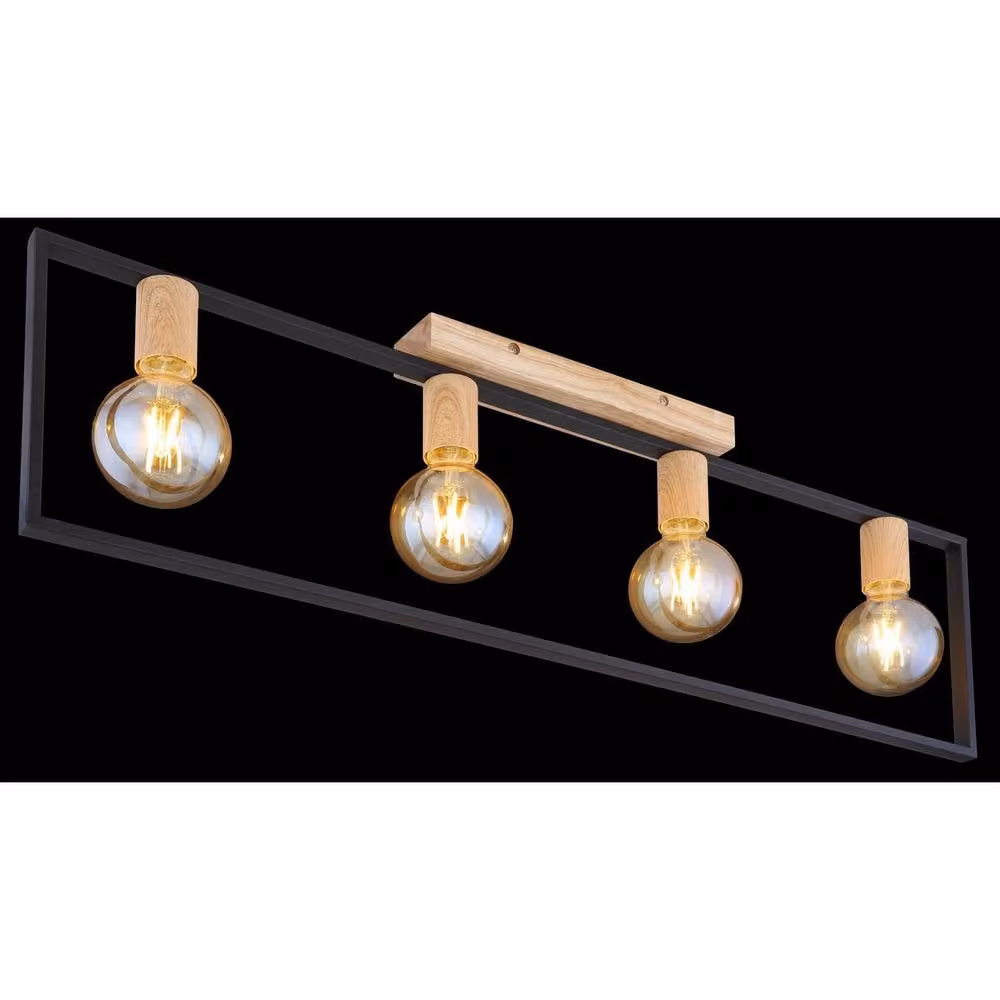 Netlighting Daniel Ceiling Spotlight Bar in Black and Brown with 4x E27 Bulbs – 2