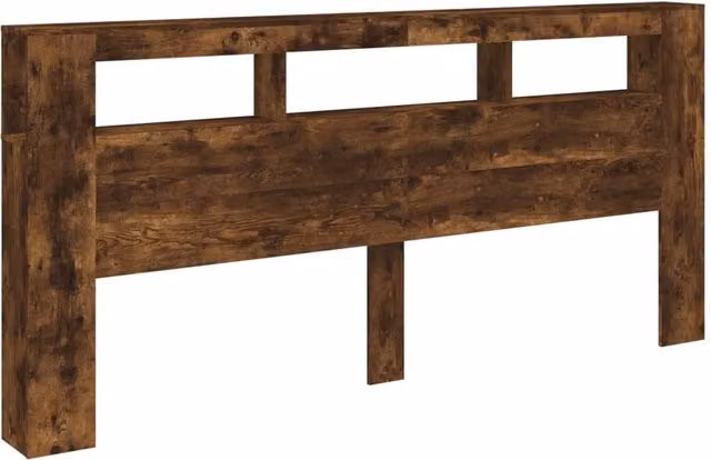 Berkfield Home LED Headboard in Smoked Oak, Brown Engineered Wood, W: 220 cm, D: 18.5 cm, H: 103.5 cm – 1