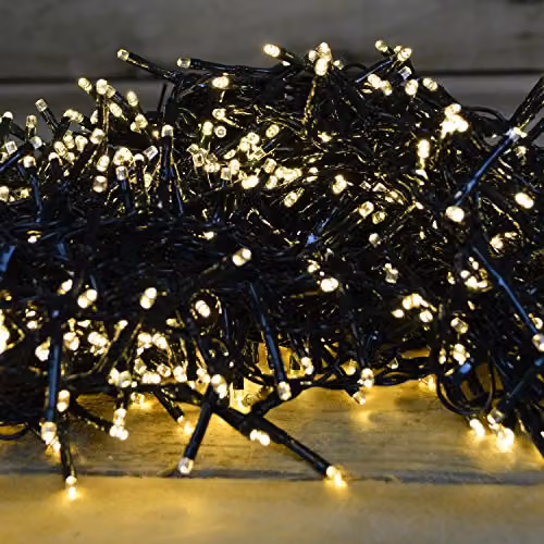 Premier Decorations TreeBrights Warm White LED Christmas String Lights with Timer, 2000 LEDs – 3