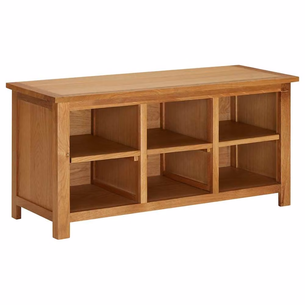 Berkfield Home Solid Oak Wood Shoe Rack in Light Oak, W/D/H: 90 x 37 x 45 cm – 2
