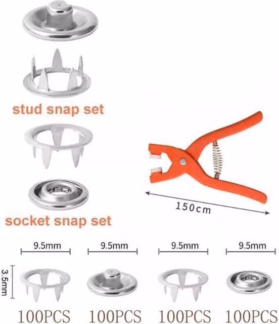 SPETLEK 400 Piece Metal Snap Popper Fastener Kit in Silver and Multicolour – 1