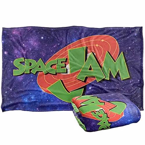 Warner Bros. Space Jam SJ Logo Silky Touch Super Soft Fleece Throw Blanket, Multicolour, W: 91 cm, D: 147 cm – 1