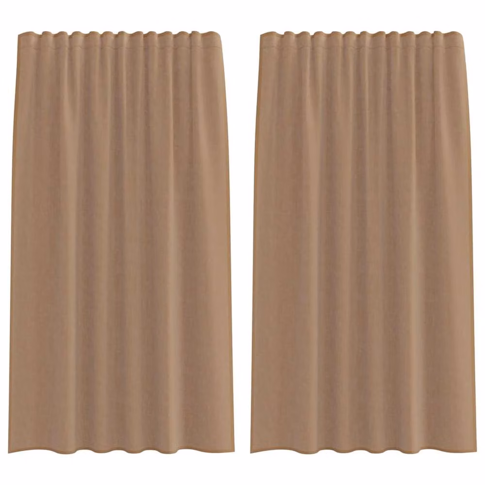 Berkfield Home Light Brown Transparent Voile Fabric Curtains with Rod Pockets, 2 Pack, W: 140 cm, H: 175 cm – 2