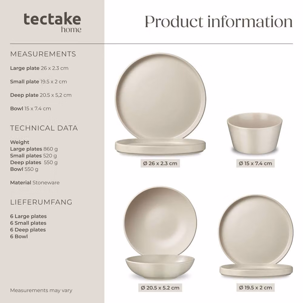 tectake Una & Varese 39 Piece Kitchen and Dinnerware Set in Black and Taupe – 3