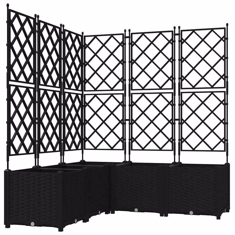 Berkfield Home Green Garden Planter with Trellis, 5 Pieces, Black, W/D/H: 120 x 120 x 143 cm – 3