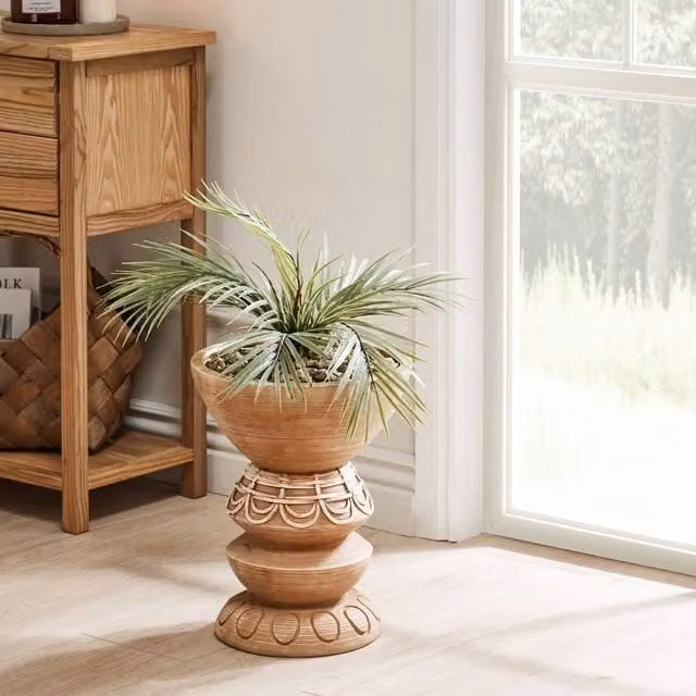 Wyld and Coco Brown Hand-Painted Ceramic Flower Pot Planter, W/D/H: 37.0 x 29.0 x 29.0 cm