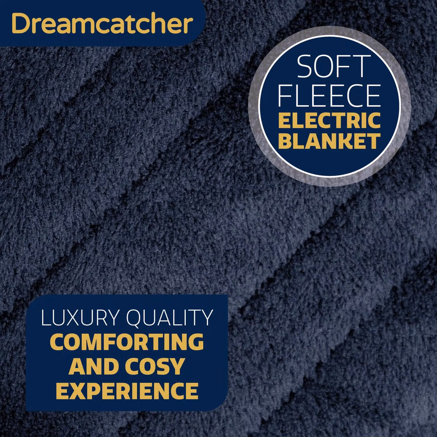 Dreamcatcher Deluxe Electric Heated Double Over Blanket in Navy Blue with Soft Fleece and Timer – 5