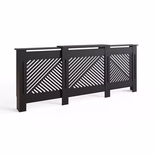 GFW Kobe Adjustable Radiator Cover in Black with Geometric Design – 3