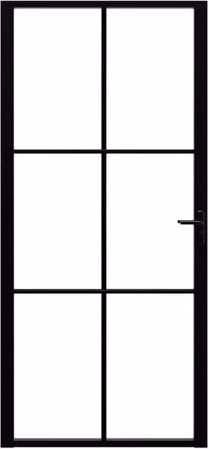 Berkfield Industrial Interior Door with ESG Glass and Aluminium Frame, Black, W: 93 cm, H: 201.5 cm – 1