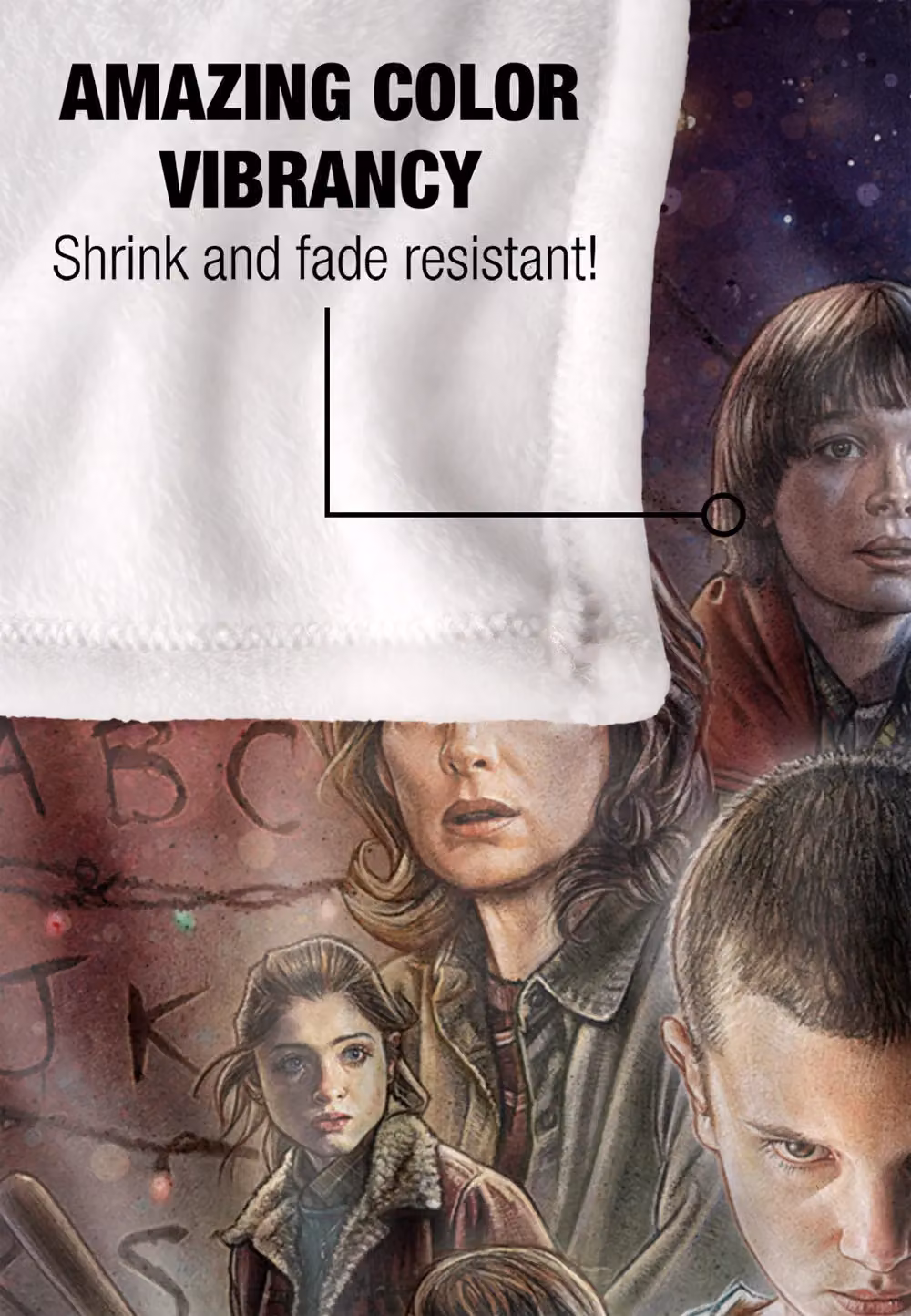 Stranger Things Season One Officially Licensed Silky Touch Super Soft Throw Blanket, White, W: 152 cm, D: 127 cm – 3