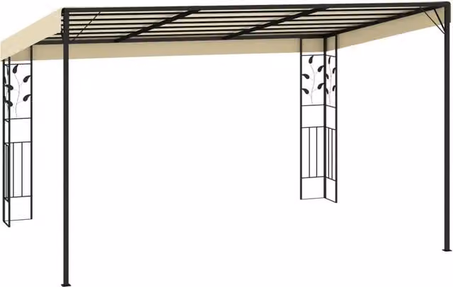 Berkfield Home Wall-mounted Garden Gazebo, Beige, W: 400 cm, D: 300 cm, H: 225 cm