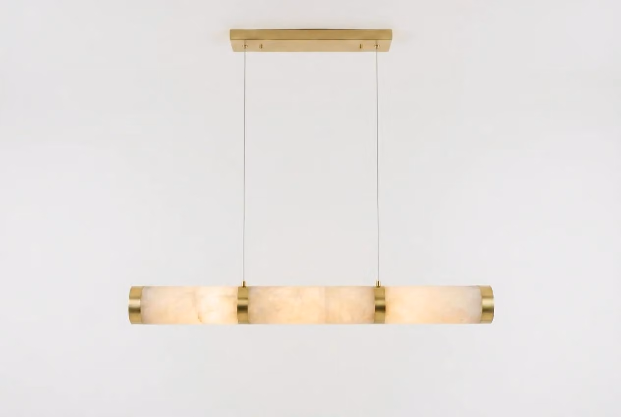 Araco Lumière Frozen Fold Alabaster Pendant Light in White and Gold/Brass