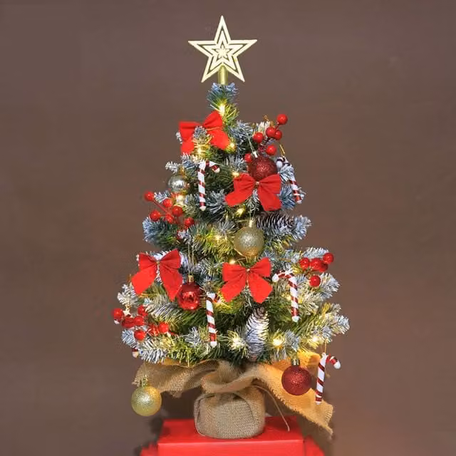 Leaper Compact Mini Christmas Tree Desktop Decoration Kit in Green, Gold, Red and White, Height: 60 cm – 1
