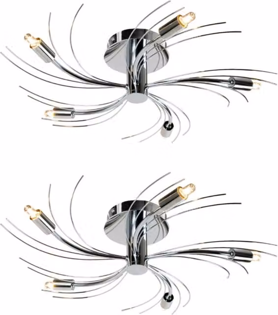 First Choice Lighting Set of 2 Swirl 5lt LED Flush Ceiling Lights in Polished Chrome