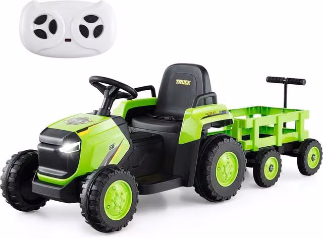 Costway Electric Kids Ride on Tractor with Light and Sound, Green