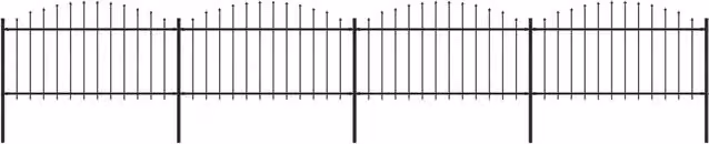 Berkfield Black Steel Spear Top Garden Fence, W/D/H: 6.8 x 1.5 x 1.7 m
