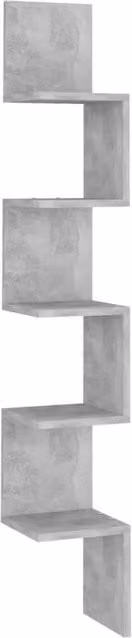 Berkfield Home Wall Mounted Corner Shelf in Concrete Grey, W/D/H: 20 x 20 x 127.5 cm