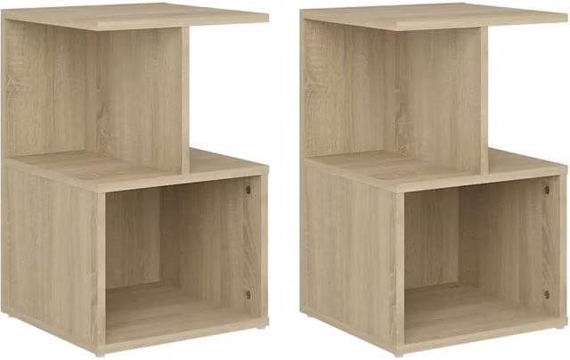 Berkfield Home Set of 2 Sonoma Oak Bedside Cabinets in Light Tan, W/D/H: 35 x 35 x 55 cm – 1