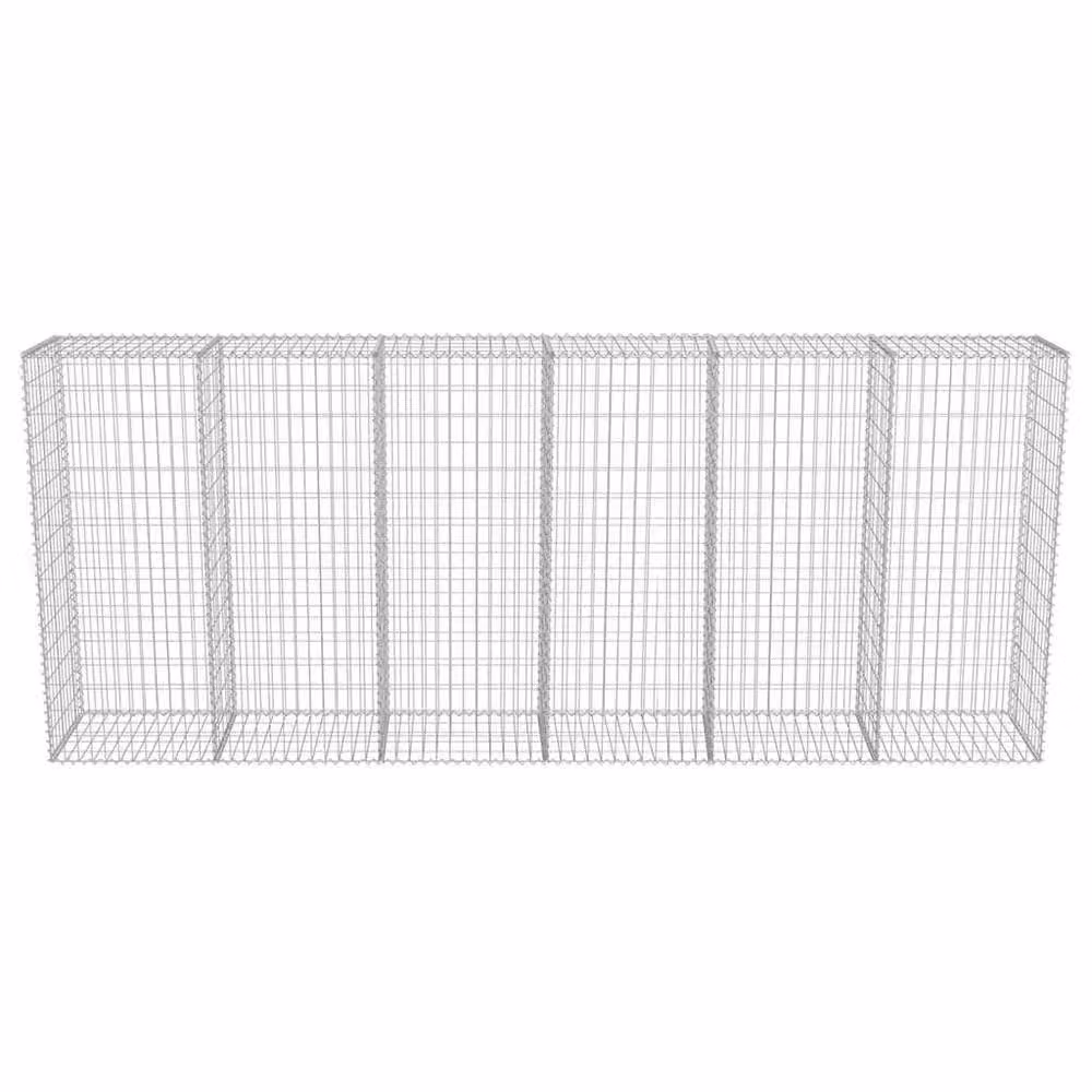 Berkfield Home Durable Galvanised Steel Gabion Wall with Covers in Silver, W: 300 cm, D: 50 cm, H: 150 cm – 4