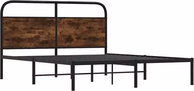 Berkfield Home Elegant King Size Bed Frame in Brown Smoked Oak, W/D/H: 150 x 200 cm – 1