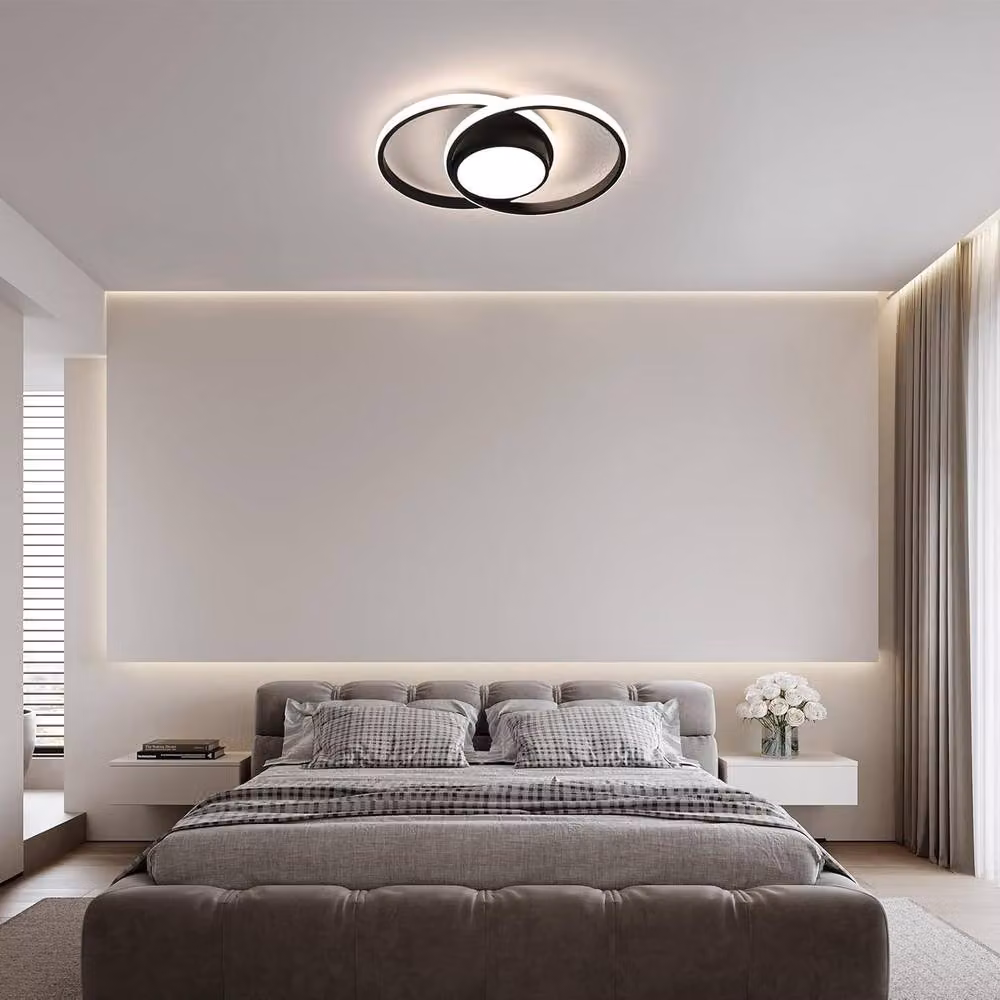 Goeco Modern Round LED Ceiling Light, Dimmable with Remote Control, Black, 40W – 2