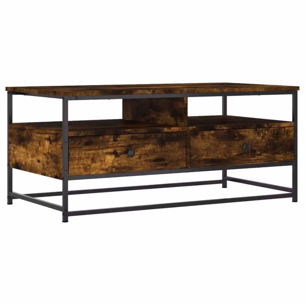 Berkfield Home Smoked Oak Coffee Table in Brown, W/D/H: 100 x 51 x 45 cm – 2