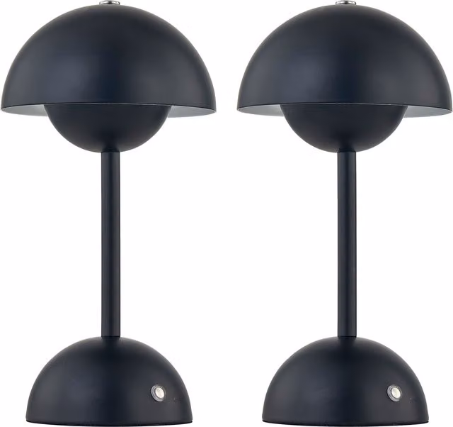 First Choice Lighting Eleanor Black LED Rechargeable Touch Table Lamps Twin Pack – 1