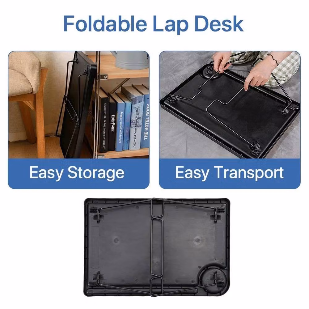 EONLION Black Folding Lap Desk with Metal Legs and Rectangular Top – 3