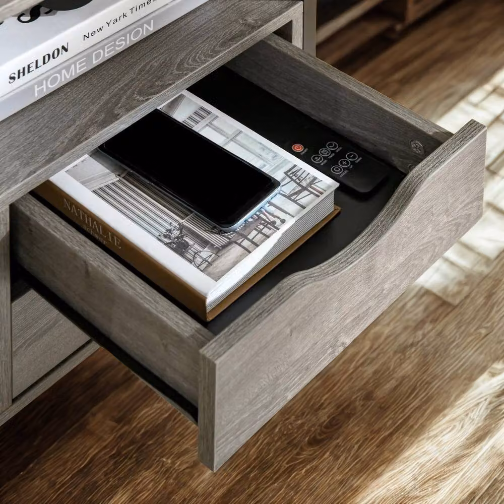 Pirlo Plush Industrial Bedside Table with 2 Drawers and Shelf, Grey and Black – 3