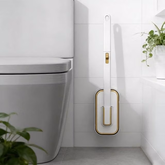 Ventryn Wall Mounted Toilet Bowl Cleaning System with Disposable Brush Kit in White