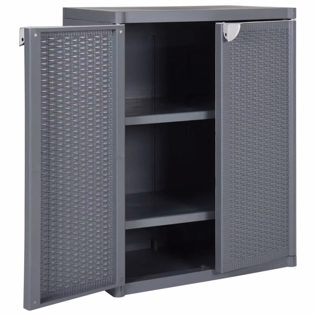 Berkfield Home Grey Rattan Garden Storage Cabinet with Internal Shelves, W/D/H: 65 x 45 x 88 cm – 2