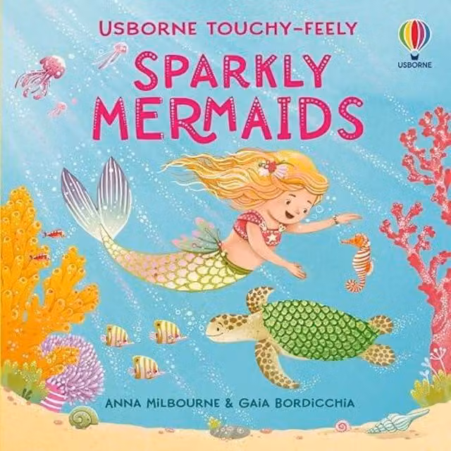 Anna Milbourne Touchy-Feely Sparkly Mermaids Board Book in Silver and Multicolour