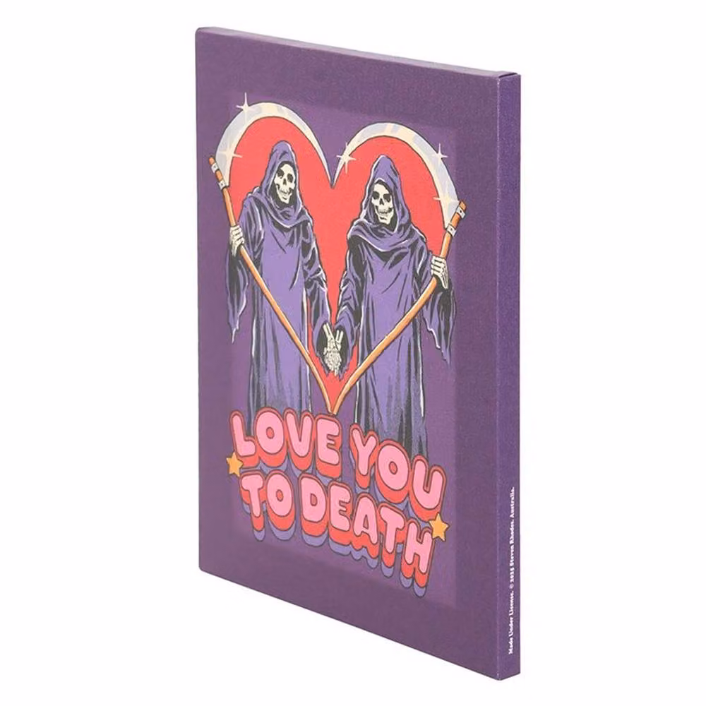 Uniqueful Steven Rhodes Love You To Death Canvas Plaque in Purple, W: 19 cm, H: 25 cm – 3