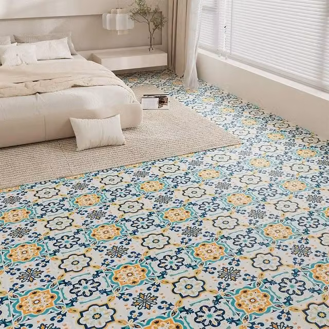EONLION HF070464 Self-Adhesive Blue Vinyl Floor Tiles, 10 Pack, W/D/H: 30 x 30 cm