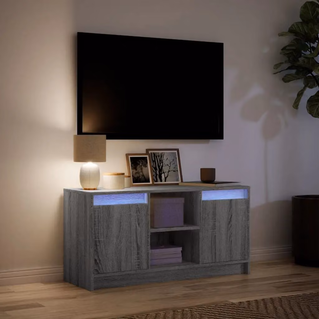 Berkfield Home Modern TV Cabinet with LED in Grey Sonoma, W/D/H: 100 x 34 x 50 cm – 3