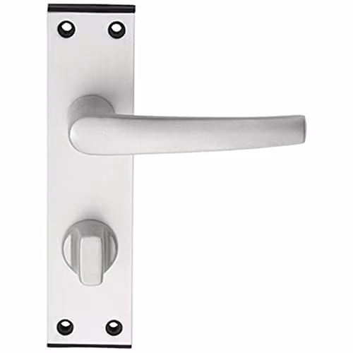Loops Pair Straight Bathroom Lever Handles on Backplate, Brushed Silver Aluminium, W: 152 mm, H: 38 mm