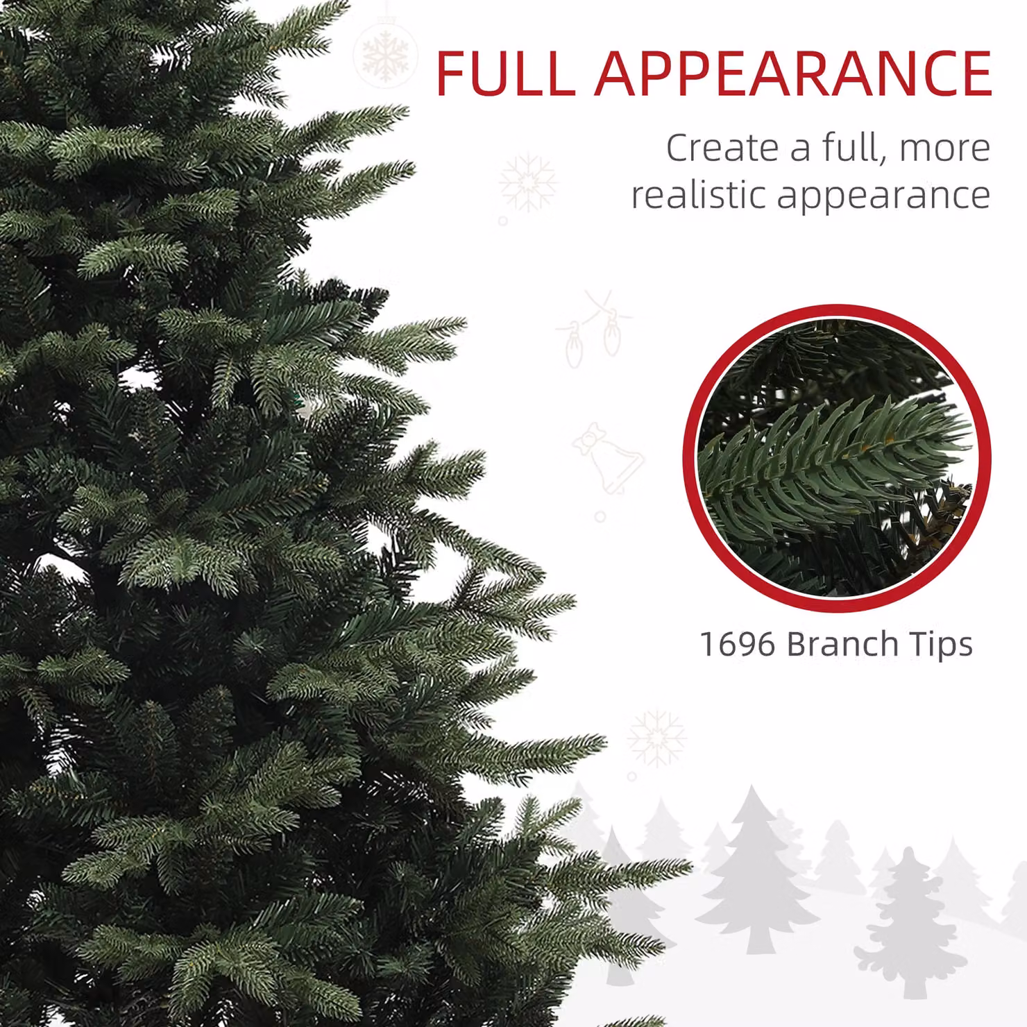 HOMCOM Green Artificial Spruce Christmas Tree, Height: 182.88 cm – 5