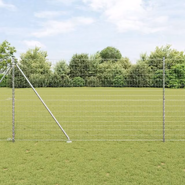Berkfield Home Euro Fence with 7 Spike Posts, Galvanised Steel, Silver, 1.6 x 10 m – 1