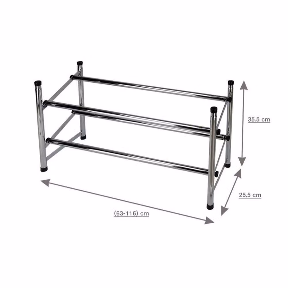 EONLION 2 Tier Stackable and Extendable Metal Shoe Rack Organiser in Silver, Width: 50 cm – 2