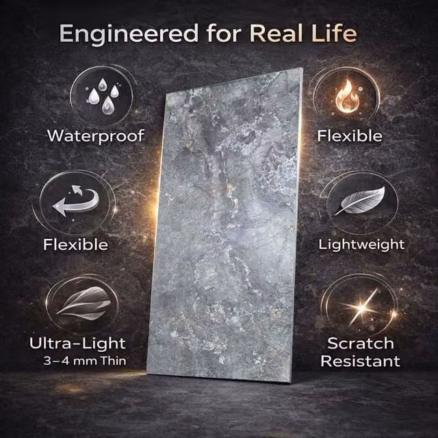 ENER-J Britwall Flexible Marble Sheet Charcoal Pack of 2, W: 120 cm, H: 60 cm, D: 0.3 cm – 1
