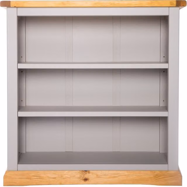 Cabinet Bits Grey Waxed Pine Bookcase with Adjustable Shelves, H 90 cm x W 30 cm