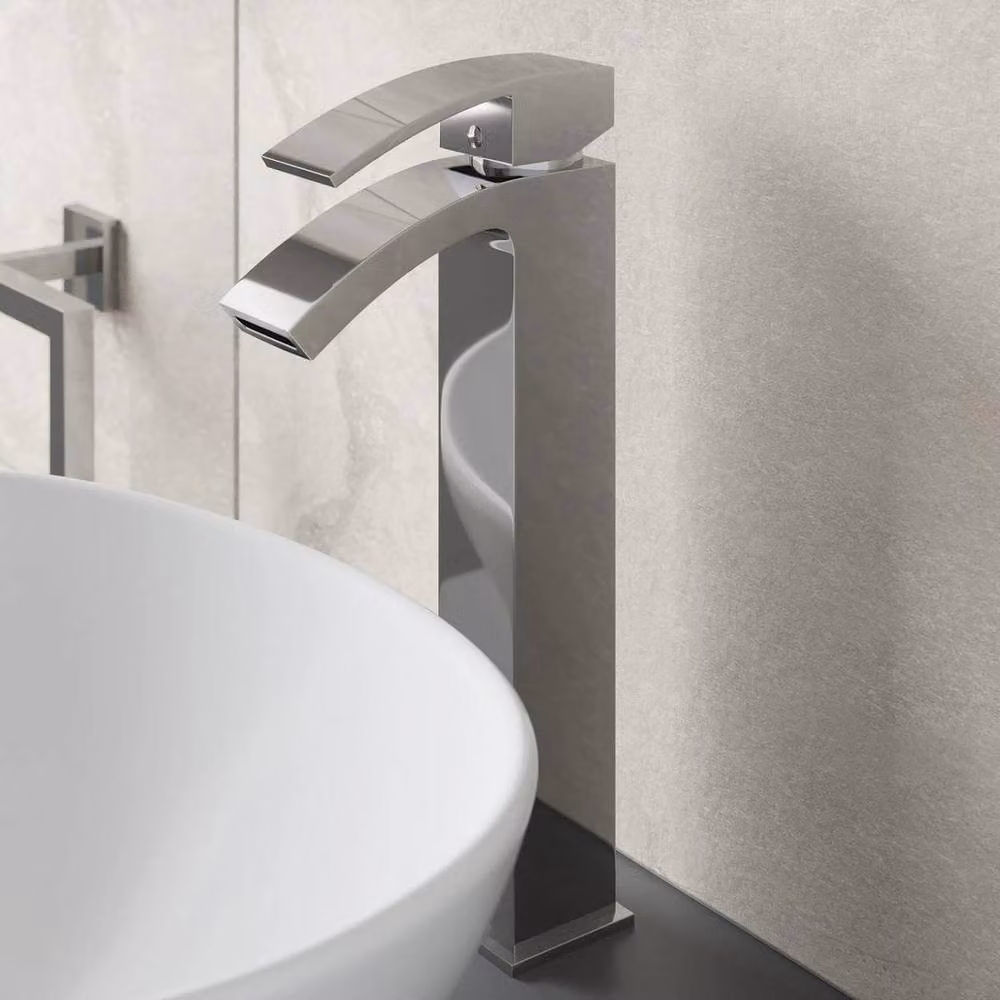KORVIXA Single Lever Chrome Countertop Basin Mixer Tap in Silver – 2