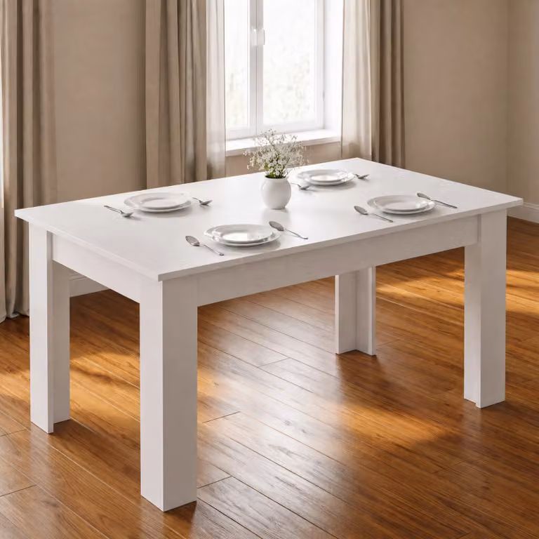 DHS Modern Rectangular Dining Table in White or Black, W: 140 cm, D: 80 cm, H: 75 cm