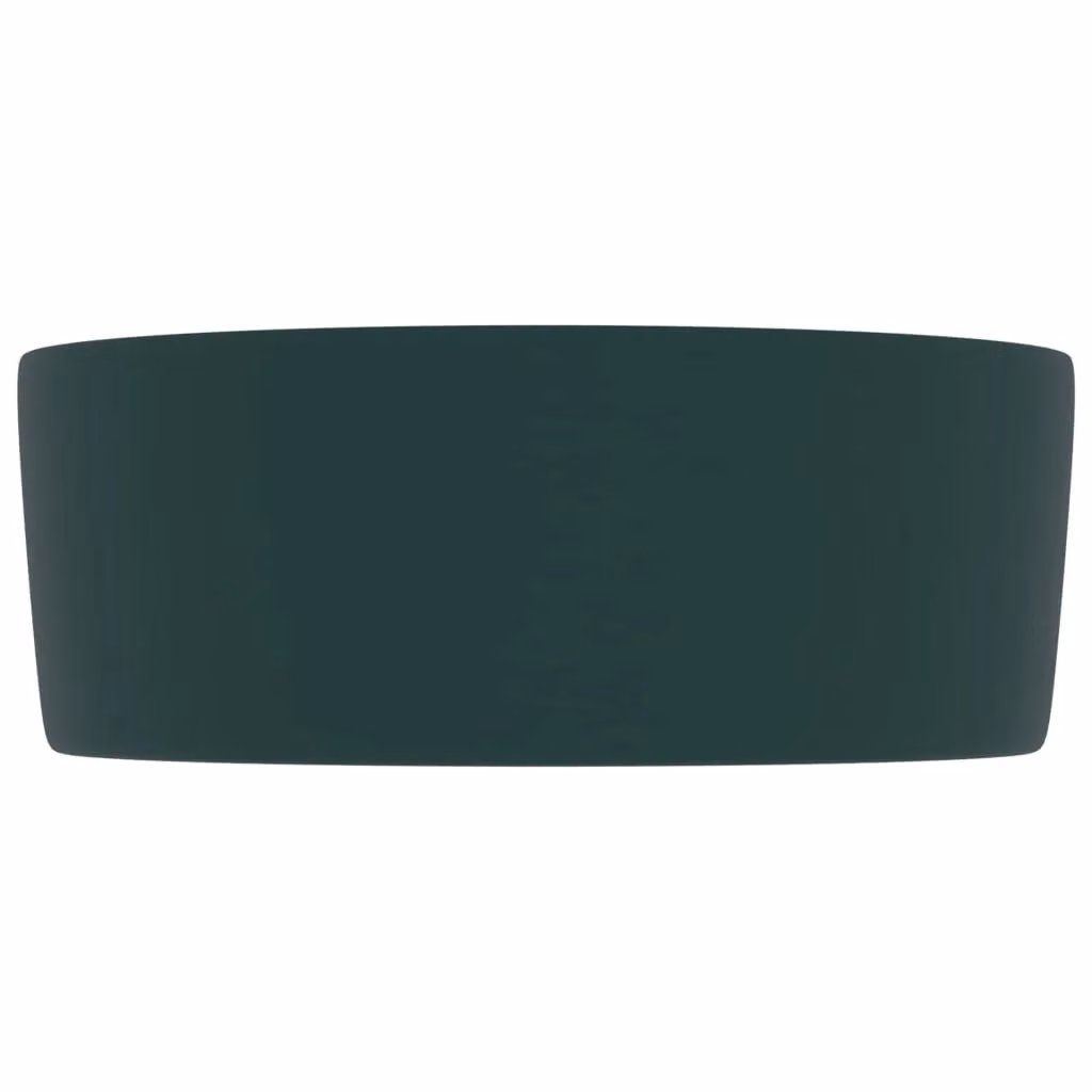 Berkfield Home Luxury Round Ceramic Wash Basin in Matt Dark Green, Diameter: 40 cm, Height: 15 cm – 3