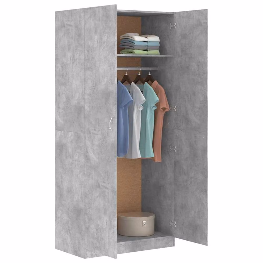 Berkfield Home Modern Concrete Grey Wardrobe in MDF, W/D/H: 90 x 52 x 200 cm – 2