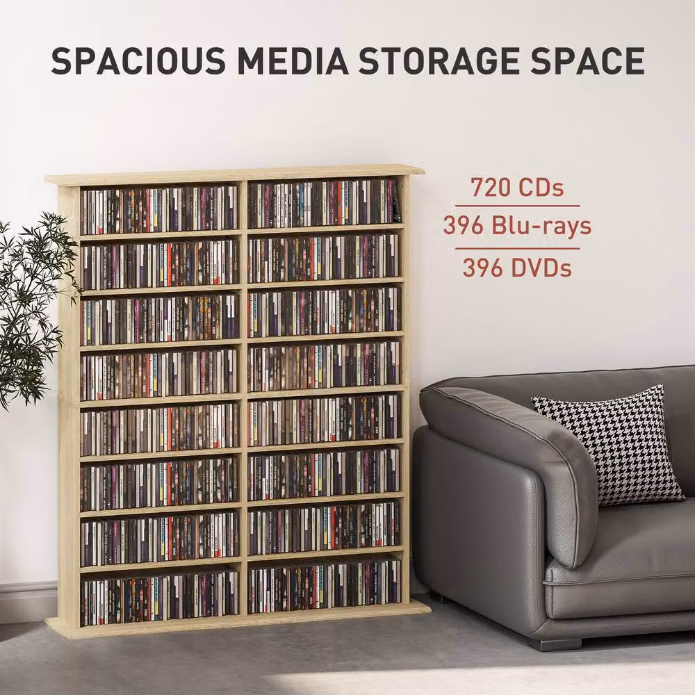 STILVORA Media Storage Unit in Sand with 12 Adjustable Shelves and Media Compartments – 4