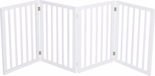 Kidkid 4 Panel Foldable Wooden Safety Gate, White, Width: 183.5 cm