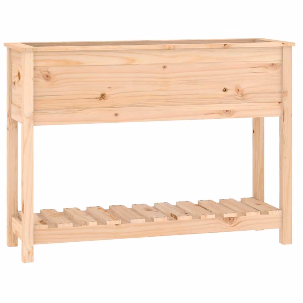 Berkfield Home Planter with Shelf in Light Tan Solid Pine Wood, W/D/H: 111.5 x 34.5 x 81 cm – 2