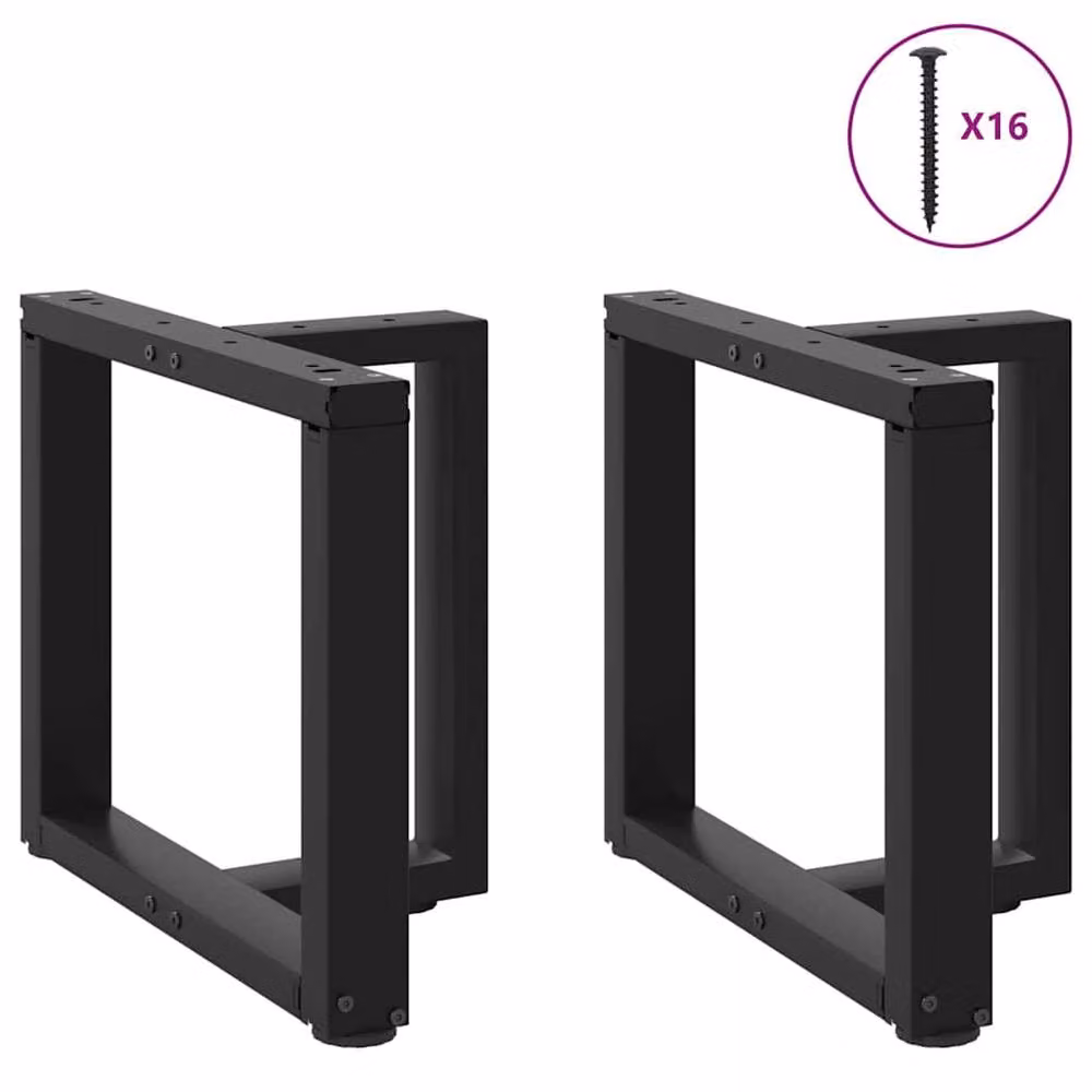 Berkfield Home T-Shaped Coffee Table Legs, 2 Pieces, Black Steel, W: 50 cm, D: 25 cm, H: 42-43 cm – 2